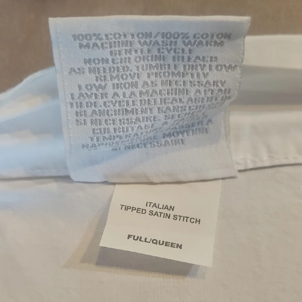 Restoration Hardware White Black Italian Tipped Satin Stitch Full Duvet Cover